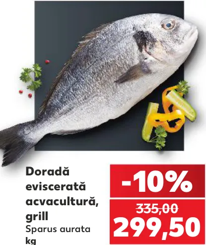Doradă eviscerată, acvacultură, grill, kg