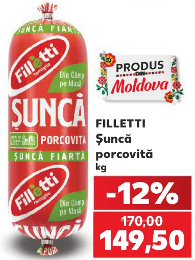 FILLETTI Șuncă porcovită, 1 kg