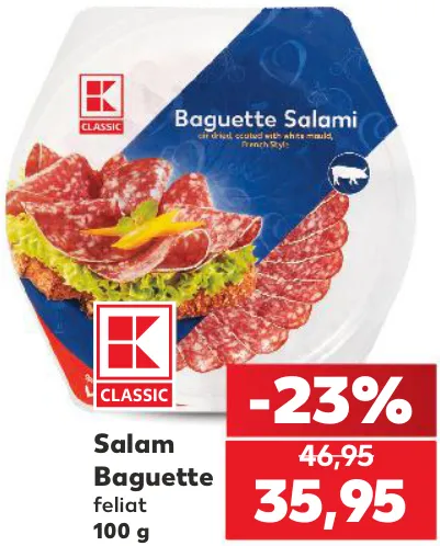 K-Classic Ковбаса салямі Baguette, нарізка, 100 г