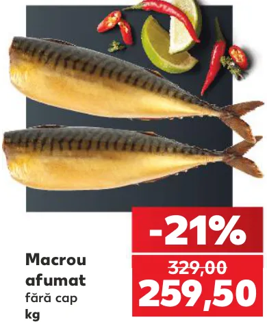 Macrou afumat fără cap, 1 kg