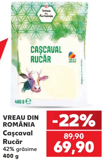 Cașcaval Rucăr Vreau din România, 400 g