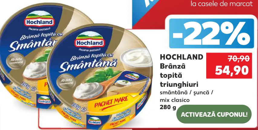 Brânză topită triunghiuri Hochland, 280 g