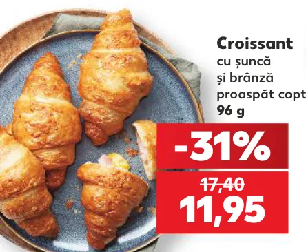 Croissant cu șuncă și brânză, 96 g