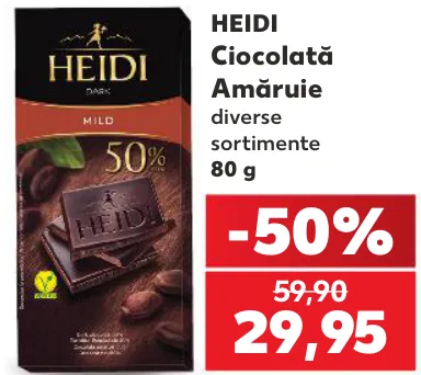 HEIDI Ciocolată amăruie, 80 g