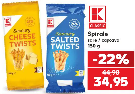 K-Classic Spirale cu sare / cașcaval, 150 g
