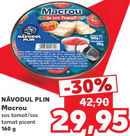 Năvodul Plin Macrou în sos tomat / sos tomat picant, 160 g