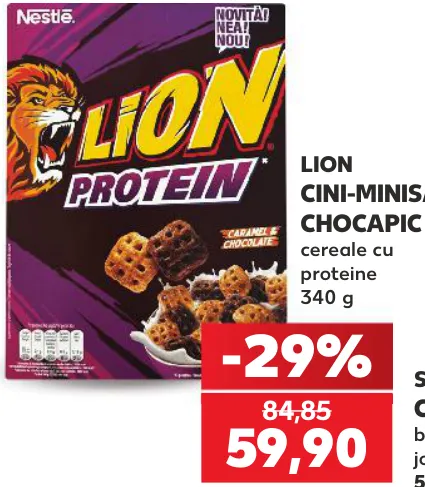 Cereale cu proteine Nestlé LION / CINI-MINIS / CHOCAPIC, 340 g