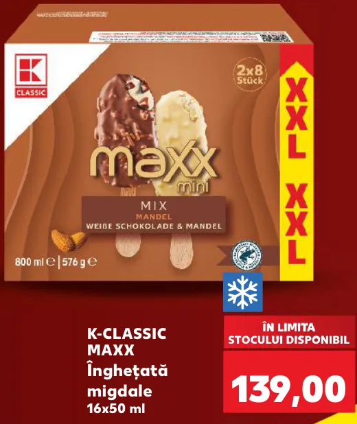 K-Classic Maxx Înghețată cu migdale, 16x50 ml