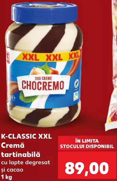 K-Classic Cremă tartinabilă XXL cu lapte degresat și cacao, 1 kg
