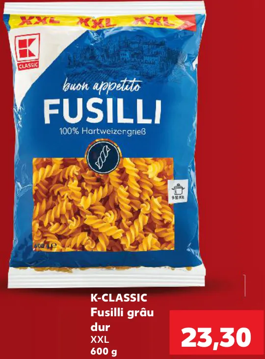 K-Classic Fusilli din grâu dur, 600 g