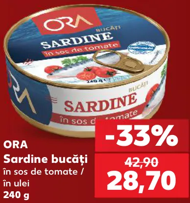 ORA Sardine bucăți, 240 g