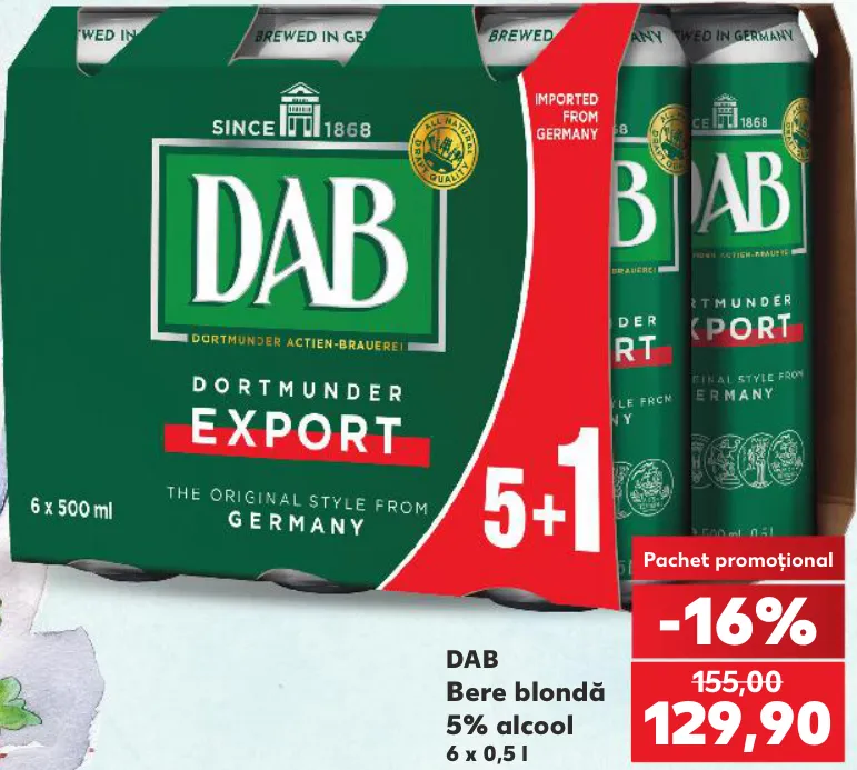 DAB Bere blondă, 6 x 0,5 l