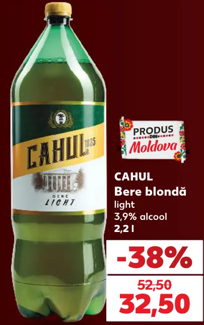 Bere blondă CAHUL light, 2,2 l