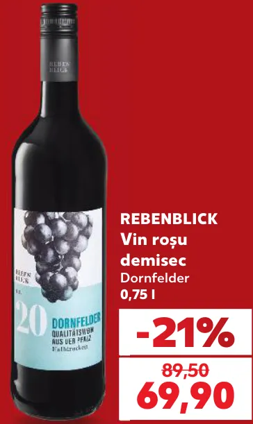 Vin roșu demisec REBENBLICK Dornfelder, 0,75 l
