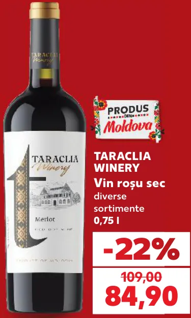 Taraclia Winery, vin roșu sec, 0,75 l