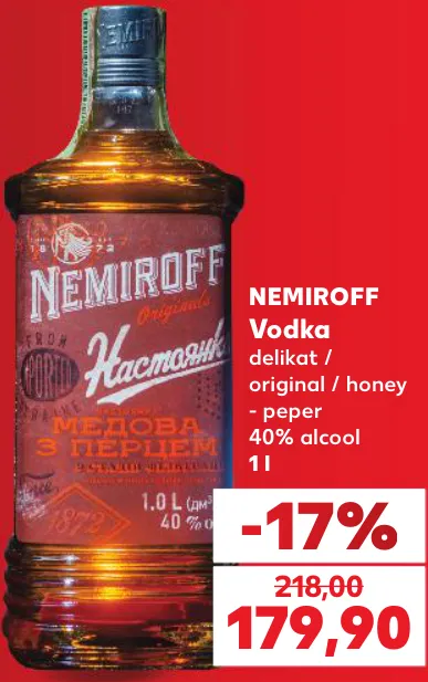 NEMIROFF Vodcă Delikat / Original / miere cu piper, 1 l