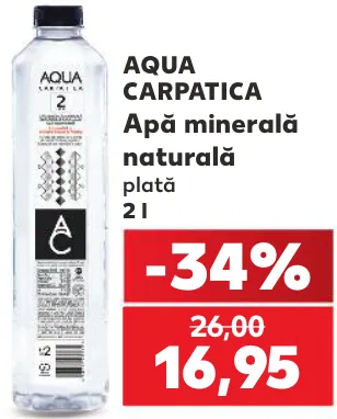 Aqua Carpatica Apă minerală naturală plată, 2 l