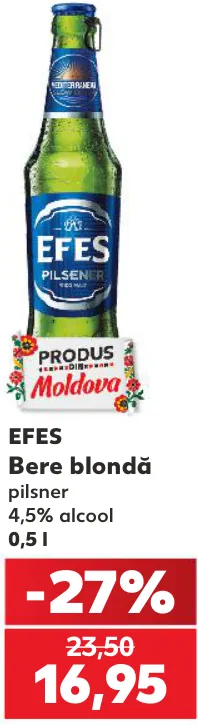 Bere blondă pilsner Efes, 0,5 l