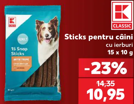 K Classic Sticks pentru câini, 15 × 10 g