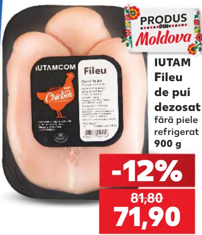 IUTAM Fileu de pui dezosat fără piele, 900 g