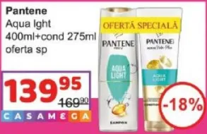 Pantene Aqua Light 400 ml + condiționer 275 ml, ofertă specială