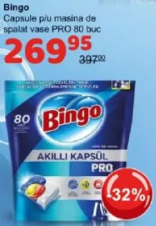 Bingo Capsule pentru mașina de spălat vase PRO, 80 buc.