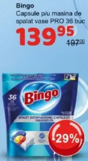 Bingo Capsule pentru mașina de spălat vase PRO, 36 buc.