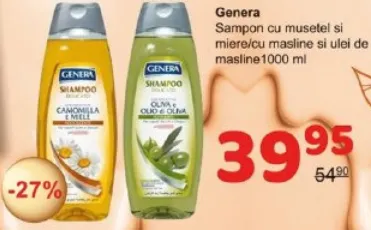 Genera Șampon cu mușețel și miere / cu măsline și ulei de măsline, 1000 ml