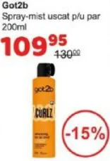 Spray-mist uscat Got2b pentru păr, 200 ml