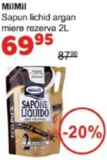 MilMil Săpun lichid cu argan și miere, rezervă, 2 L