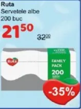 Șervețele albe Ruta, 200 buc.