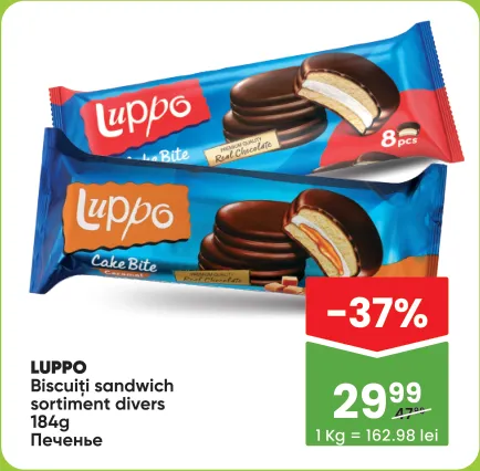 LUPPO Biscuiți sandwich, sortiment divers, 184 g