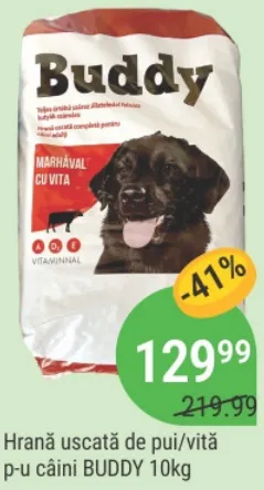 Hrană uscată pentru câini BUDDY cu pui/vită, 10 kg