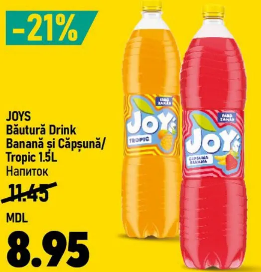 JOYS Băutură Drink Banană și Căpșună/Tropic, 1.5 L