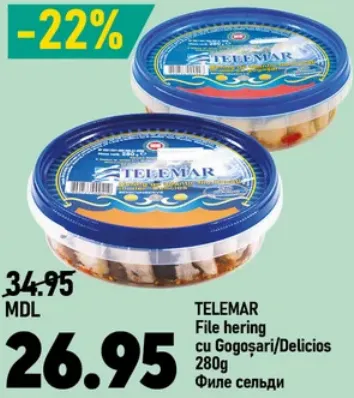 Telemar — file de hering cu gogoșari / Delicios, 280 g