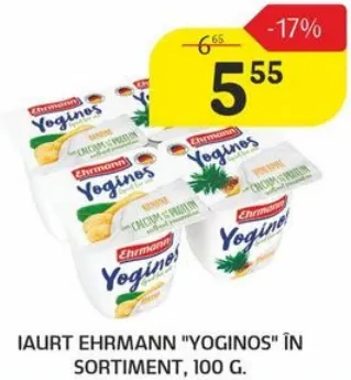 Iaurt Ehrmann „Yoginos” în sortiment, 100 g