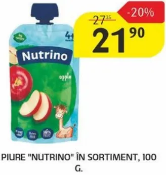 Piure „Nutrino” în sortiment, 100 g