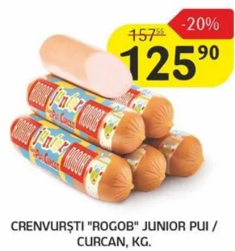 Crenvurști „Rogob” Junior pui / curcan, 1 kg