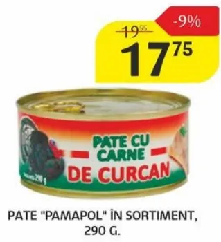 Pate „Pamapol” în sortiment, 290 g