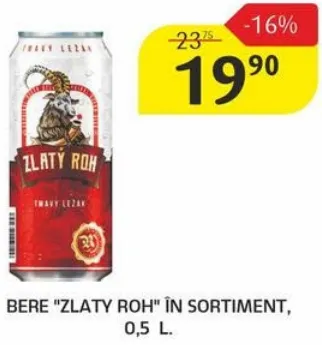 Bere „Zlaty Roh” în sortiment, 0,5 L