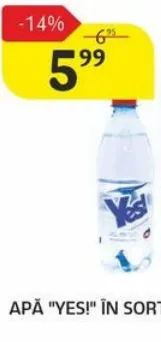Apă „Yes!” în sortiment, 0,5 L