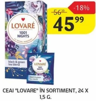 Ceai „Lovare” în sortiment, 24 × 1,5 g