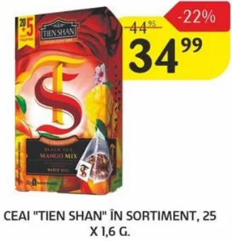 Ceai „Tien Shan” în sortiment, 25 × 1,6 g