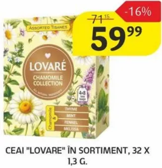 Ceai „Lovare” în sortiment, 32 × 1,3 g