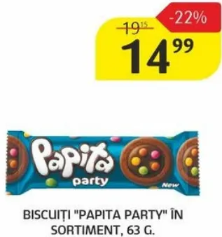 Biscuiți „Papita Party” în sortiment, 63 g