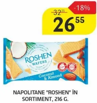 Napolitane „Roshen” în sortiment, 216 g