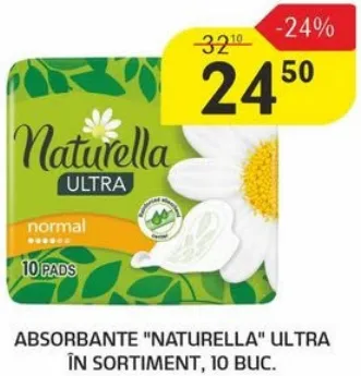 Absorbante Naturella Ultra în sortiment, 10 buc.