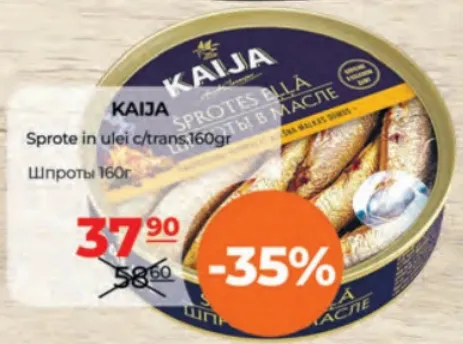 KAIJA Șprot în ulei cu capac transparent, 160 g