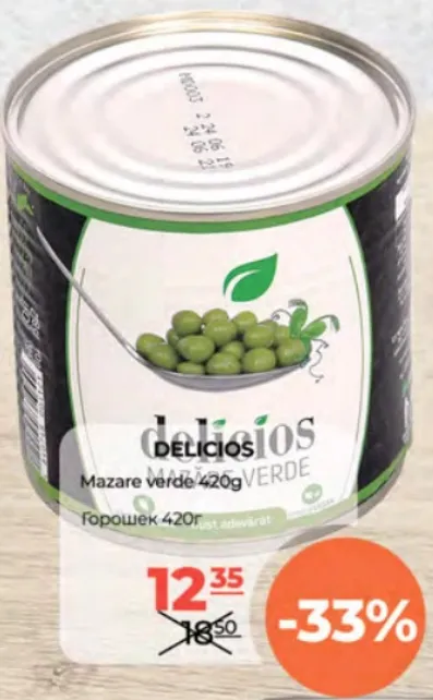 DELICIOS Mazăre verde 420 g