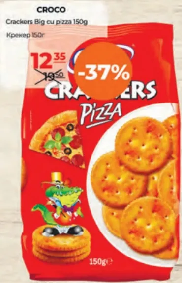 Crackers Croco Big cu pizza, 150 g